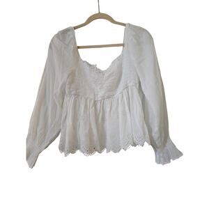 New American Eagle white eyelet babydoll top size medium